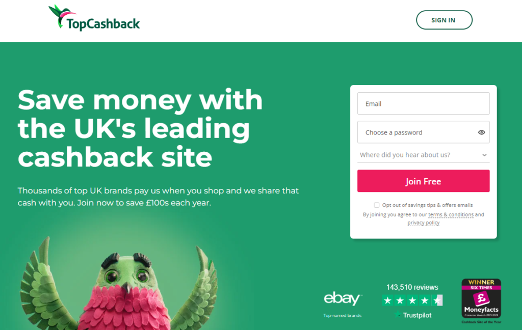 Earn money from shopping with TopCashBack website